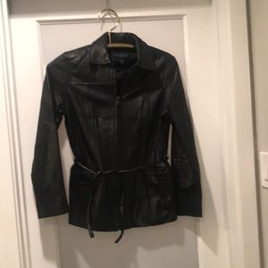 Vintage Express Leather Jacket with chord belt.